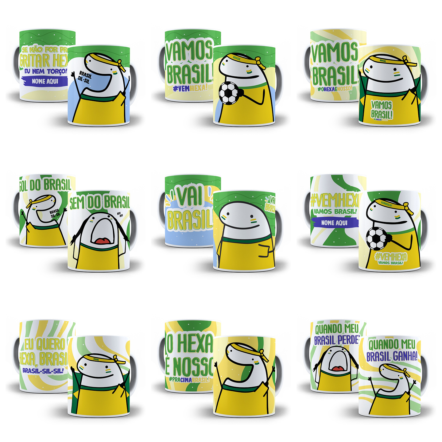 10 Artes Caneca Torcedor Brasil Sublimação Arquivos Png 1