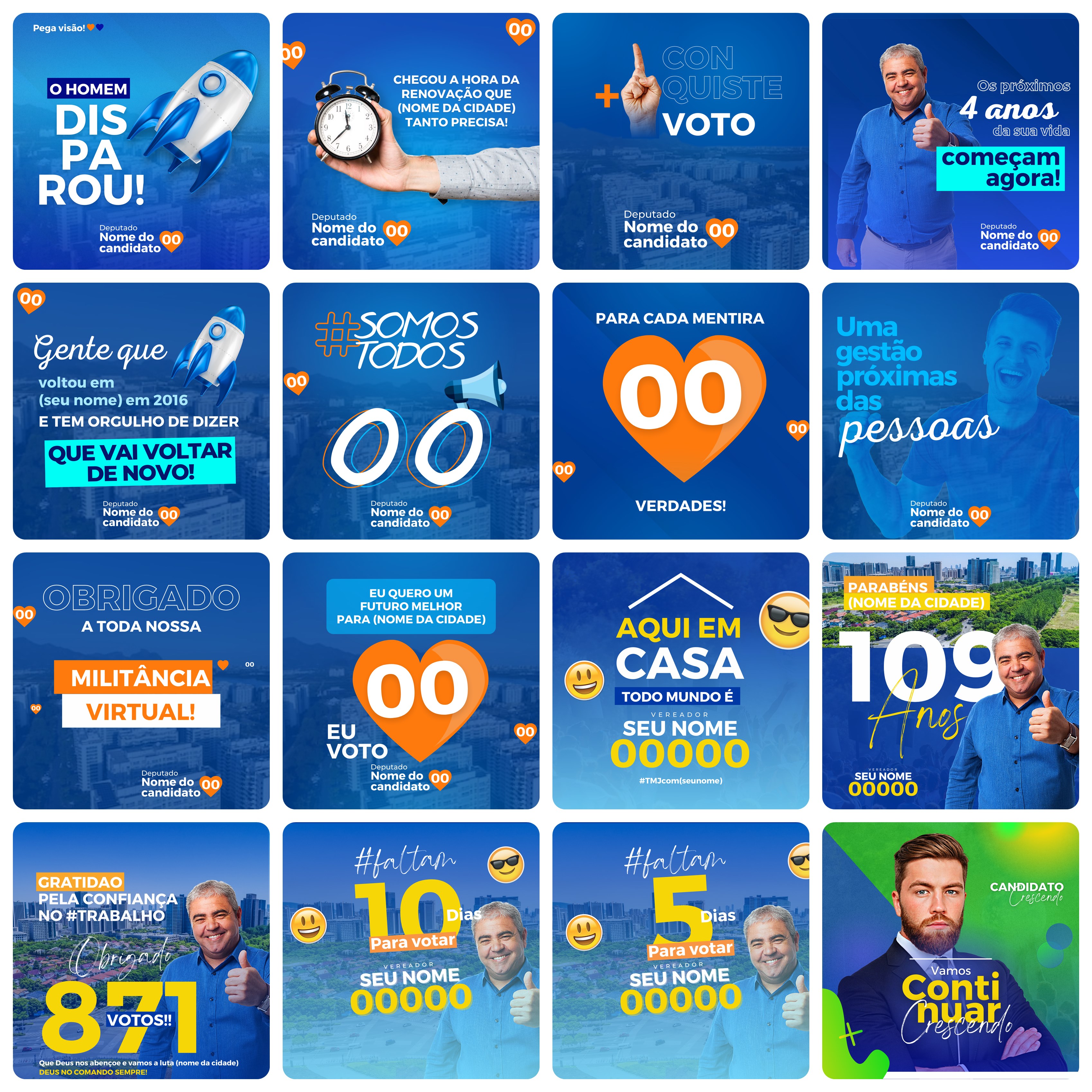 Pack Canva Campanha Política Eleições Templates Editáveis 50 Artes + Bônus