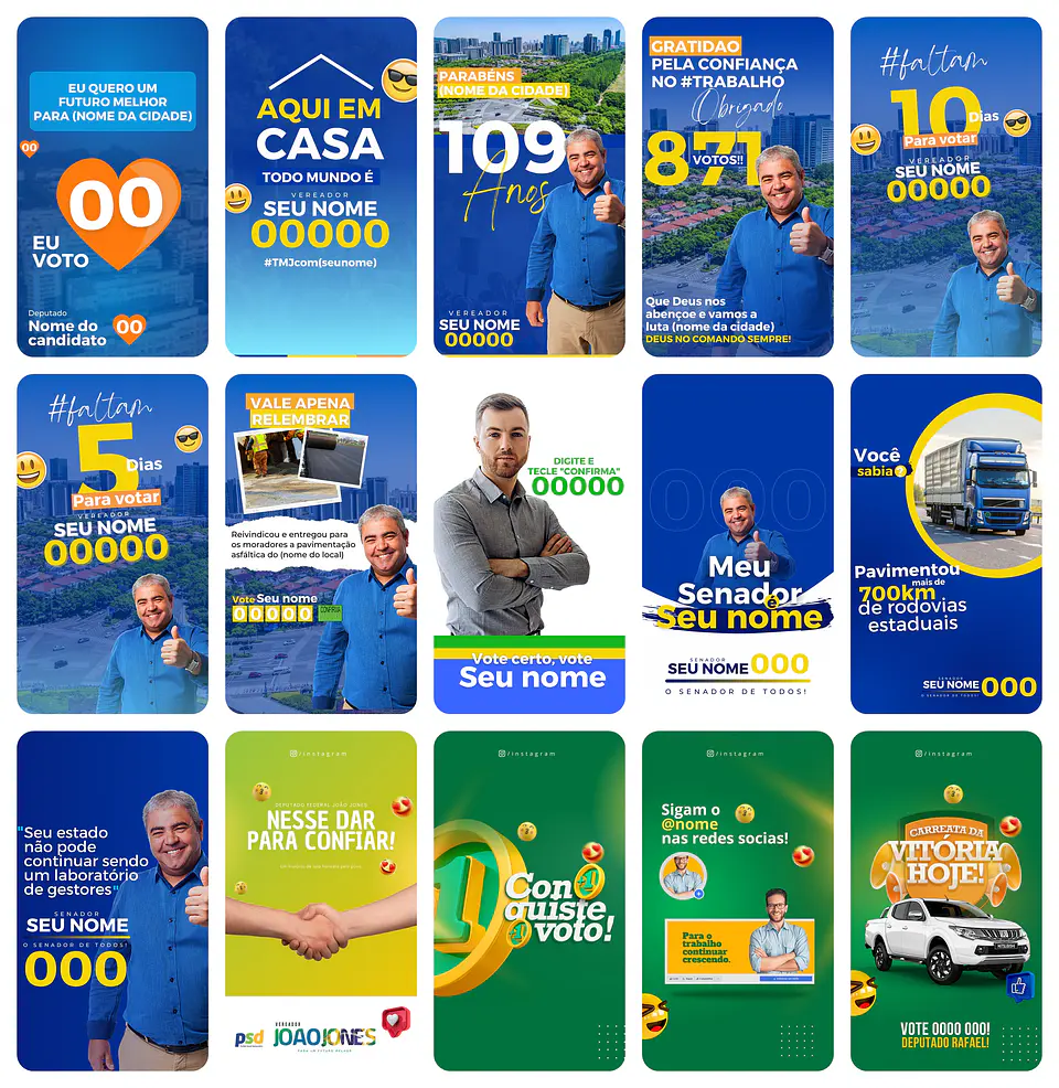 Pack Canva Campanha Política Eleição Templates Editáveis 45 Storie 3
