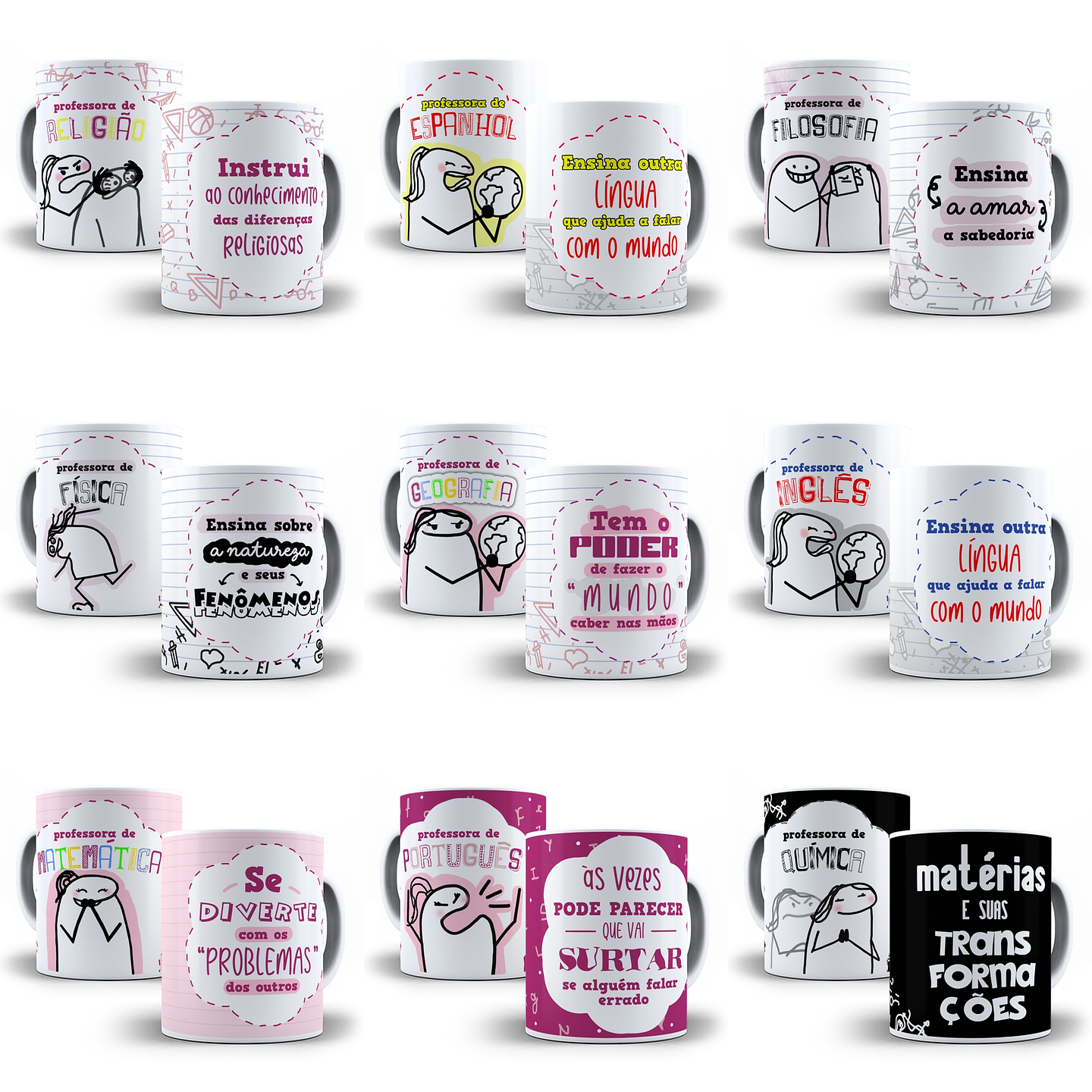 32 Artes Caneca Flork Dia dos Professores Sublimação Arquivos em Jpg 1