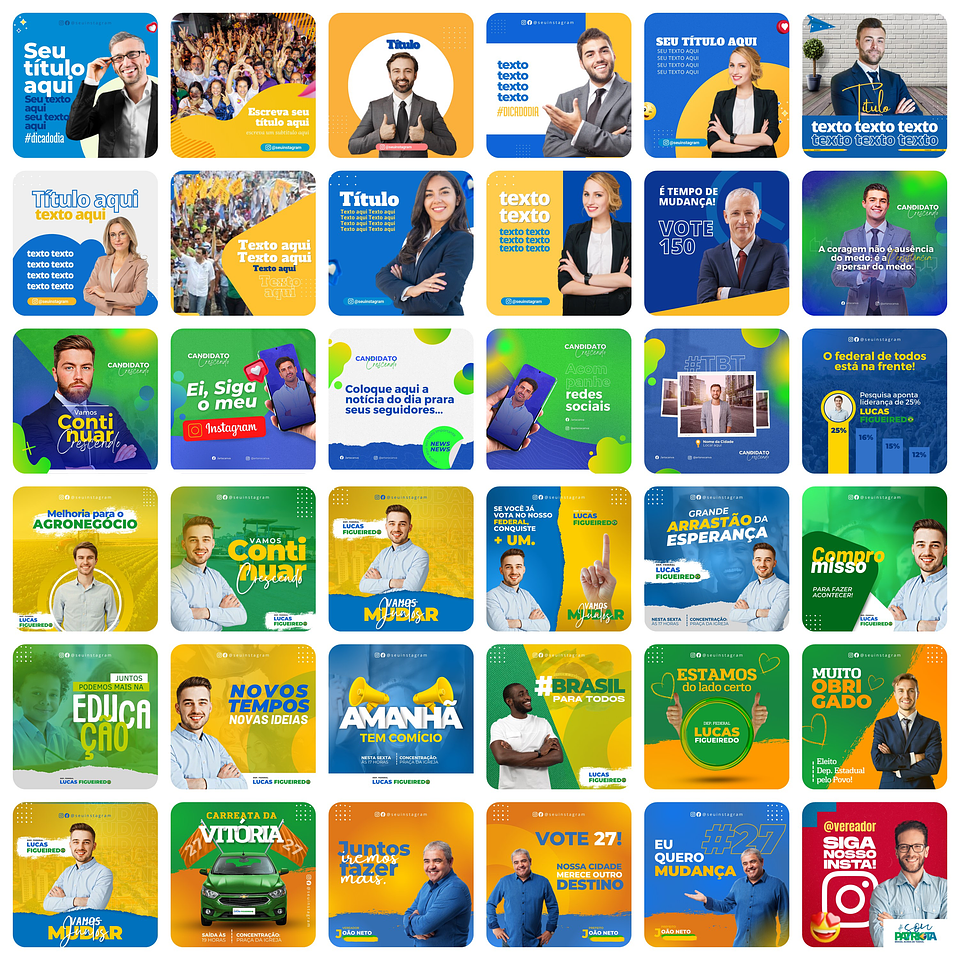 Pack Canva Campanha Política Eleições Templates Editáveis 230 Artes + Bônus 4