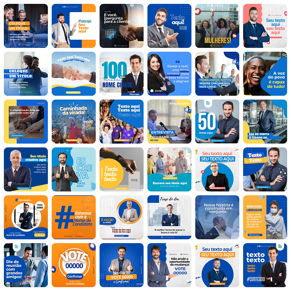 Pack Canva Campanha Política Eleições Templates Editáveis 230 Artes + Bônus 5