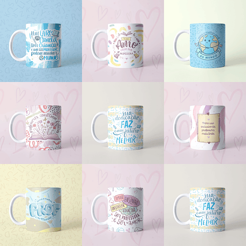 16 Artes Caneca Dia dos Professores  Sublimação Arquivos em Jpg