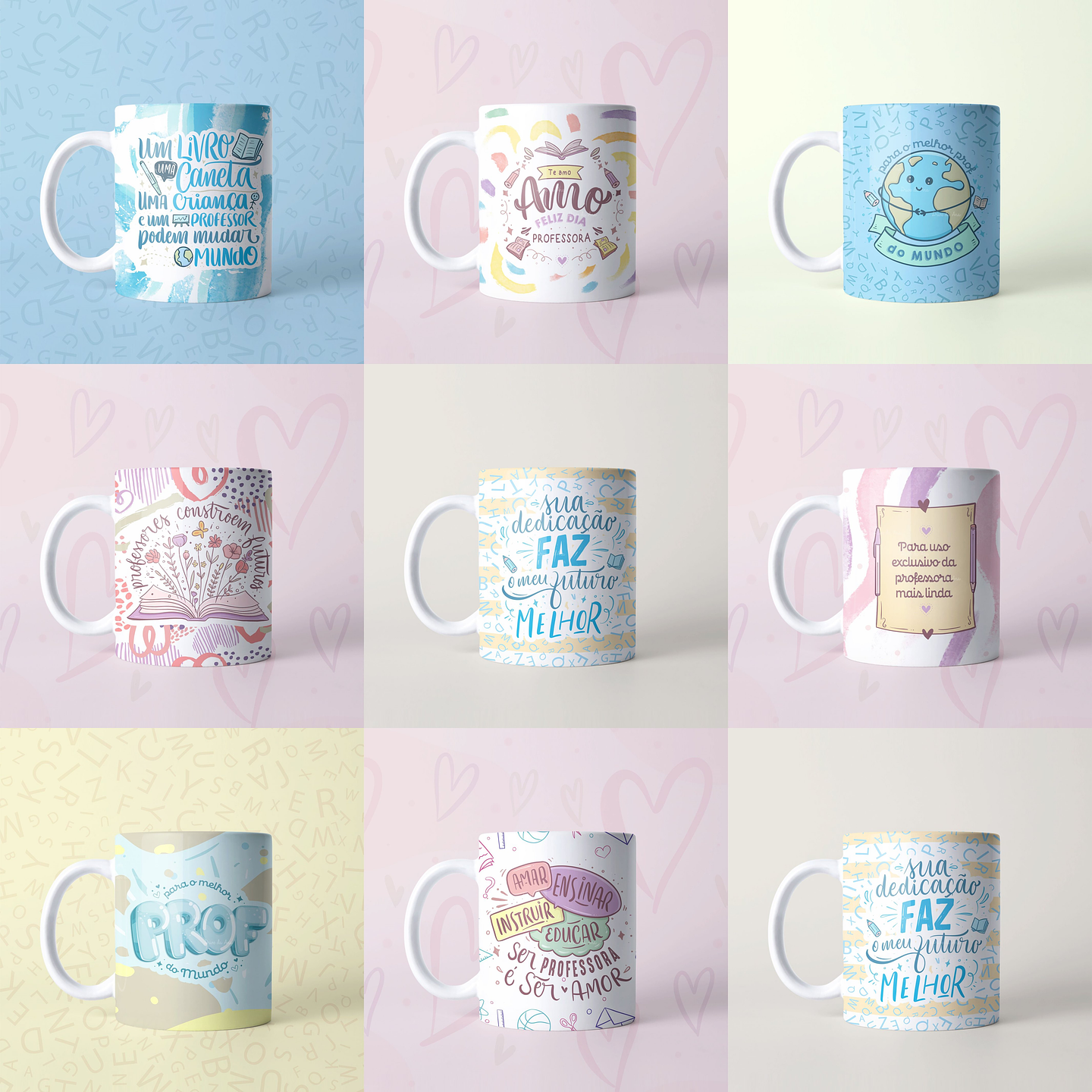 16 Artes Caneca Dia dos Professores  Sublimação Arquivos em Jpg 1