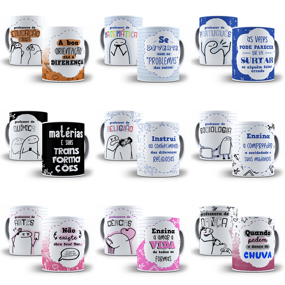 32 Artes Caneca Flork Dia dos Professores Sublimação Arquivos em Jpg 3