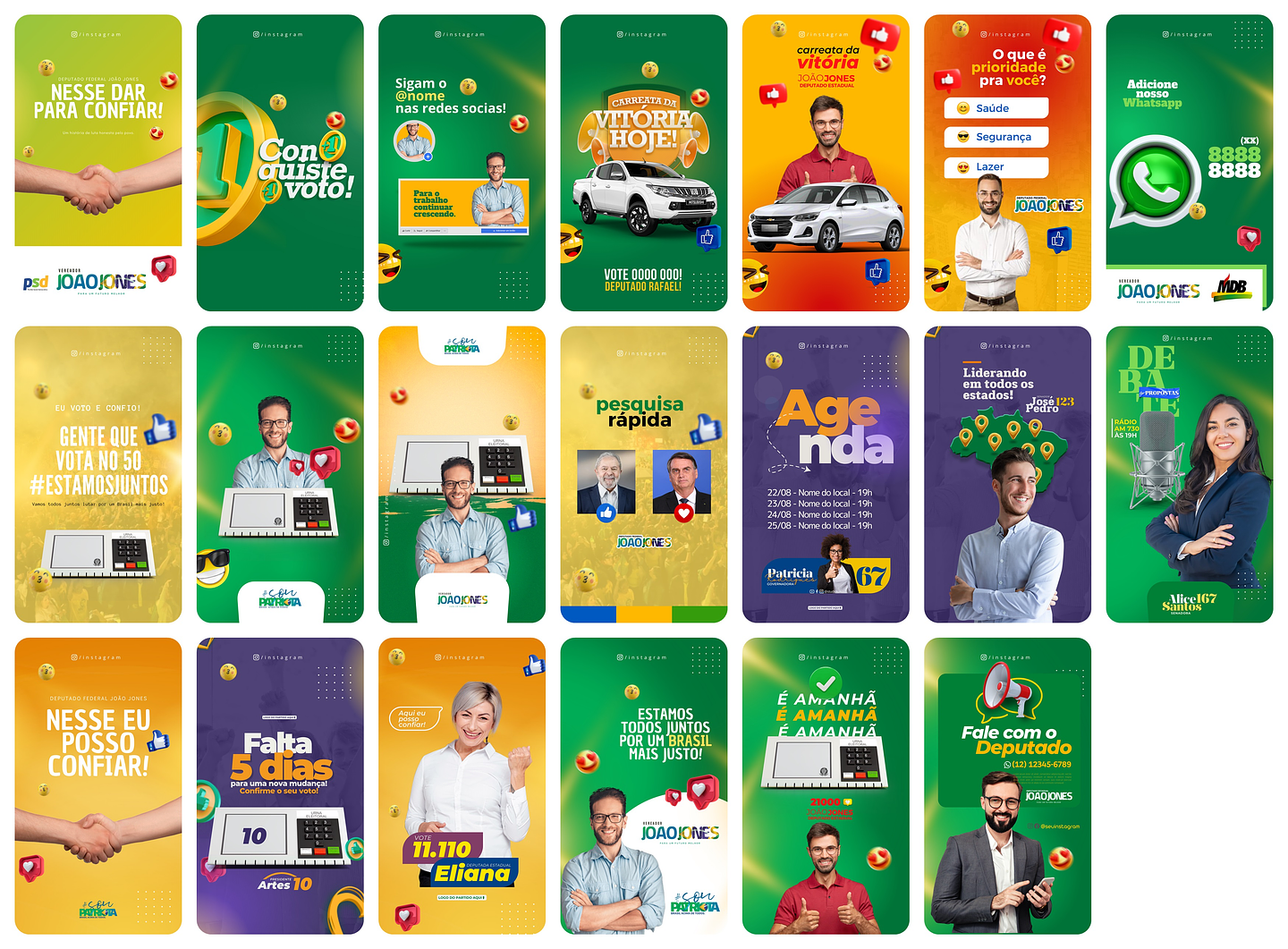 Pack Canva Campanha Política Eleições Templates Editáveis 230 Artes + Bônus 7