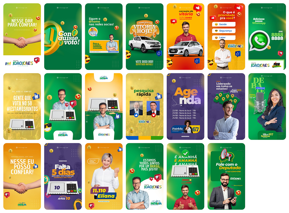 Pack Canva Campanha Política Eleições Templates Editáveis 230 Artes + Bônus 7