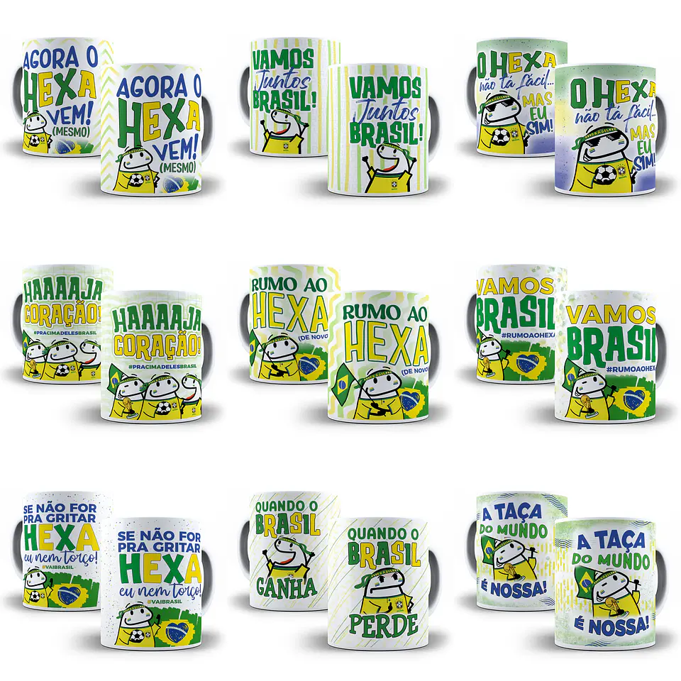 15 Arte Caneca Flork Brasil Torcedor Copa 2022 Arquivos Pdf Editável 1