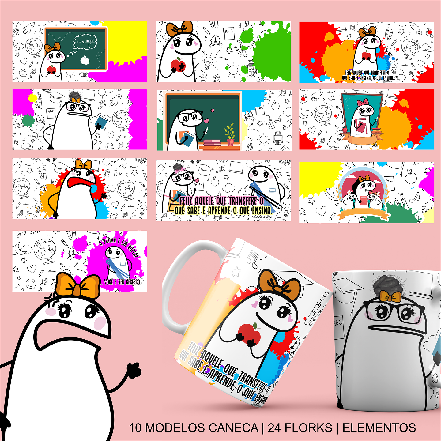 Kit Digital Flork  Dia dos Professores sem fundo Lt23 Arquivos Png  3