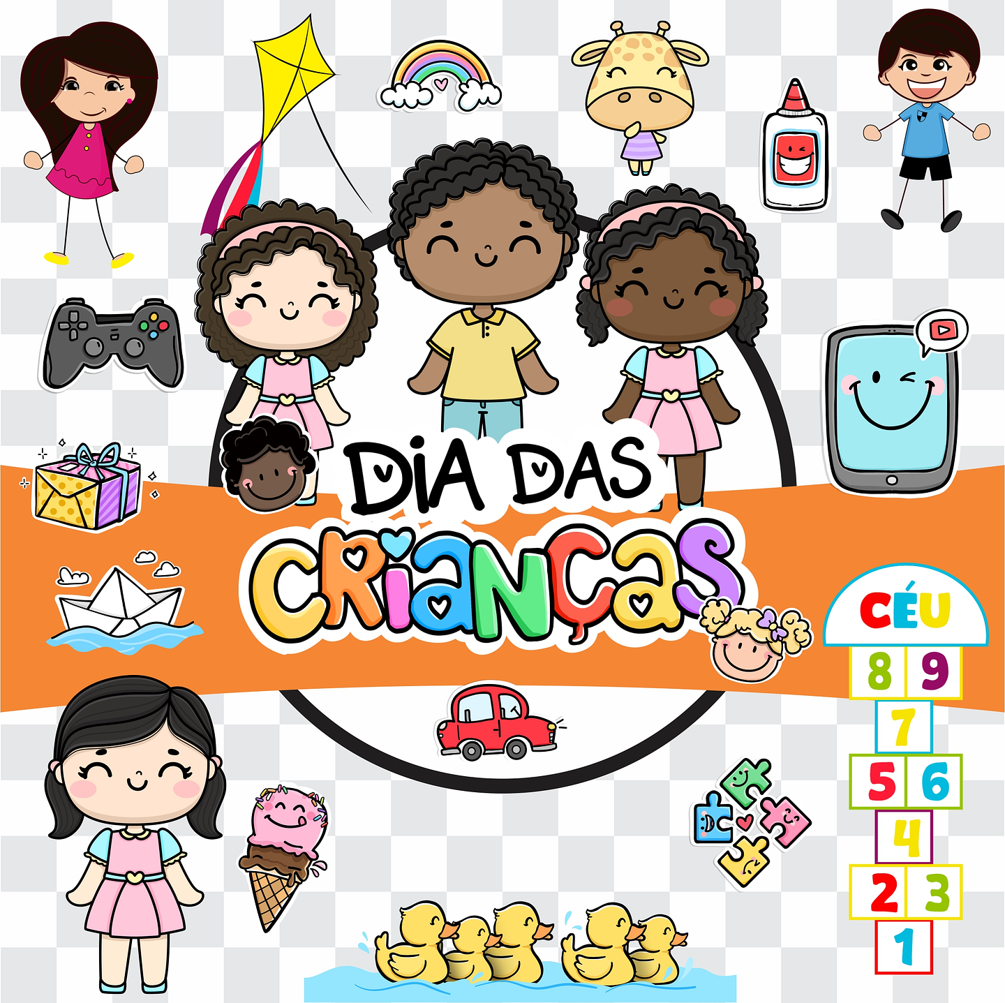 Kit Digital Dia dos Crianças Sem Fundo Lt24 Arquivos Png 1