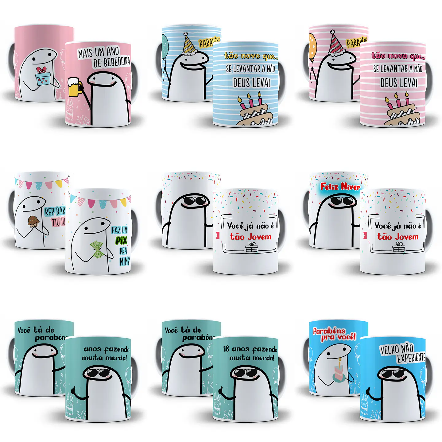 7 Artes Caneca Flork Aniversário Editável Photoshop + Png 1