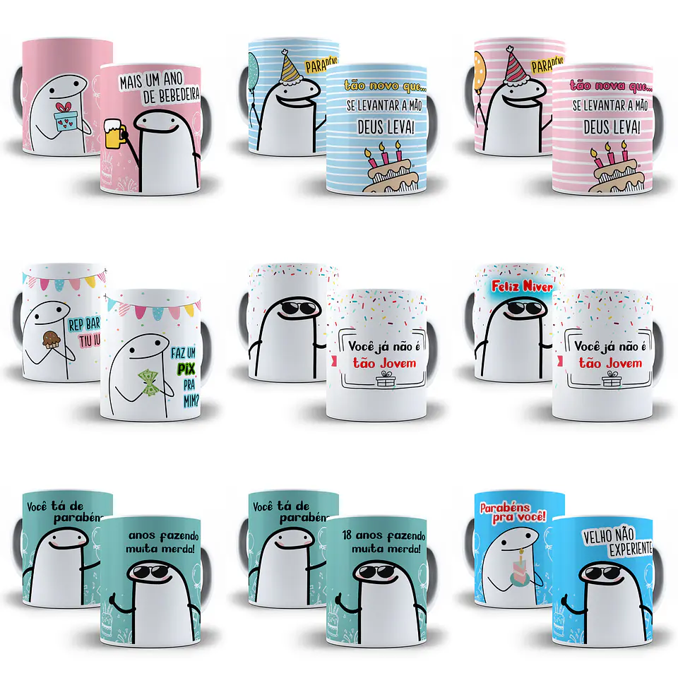 7 Artes Caneca Flork Aniversário Editável Photoshop + Png 1