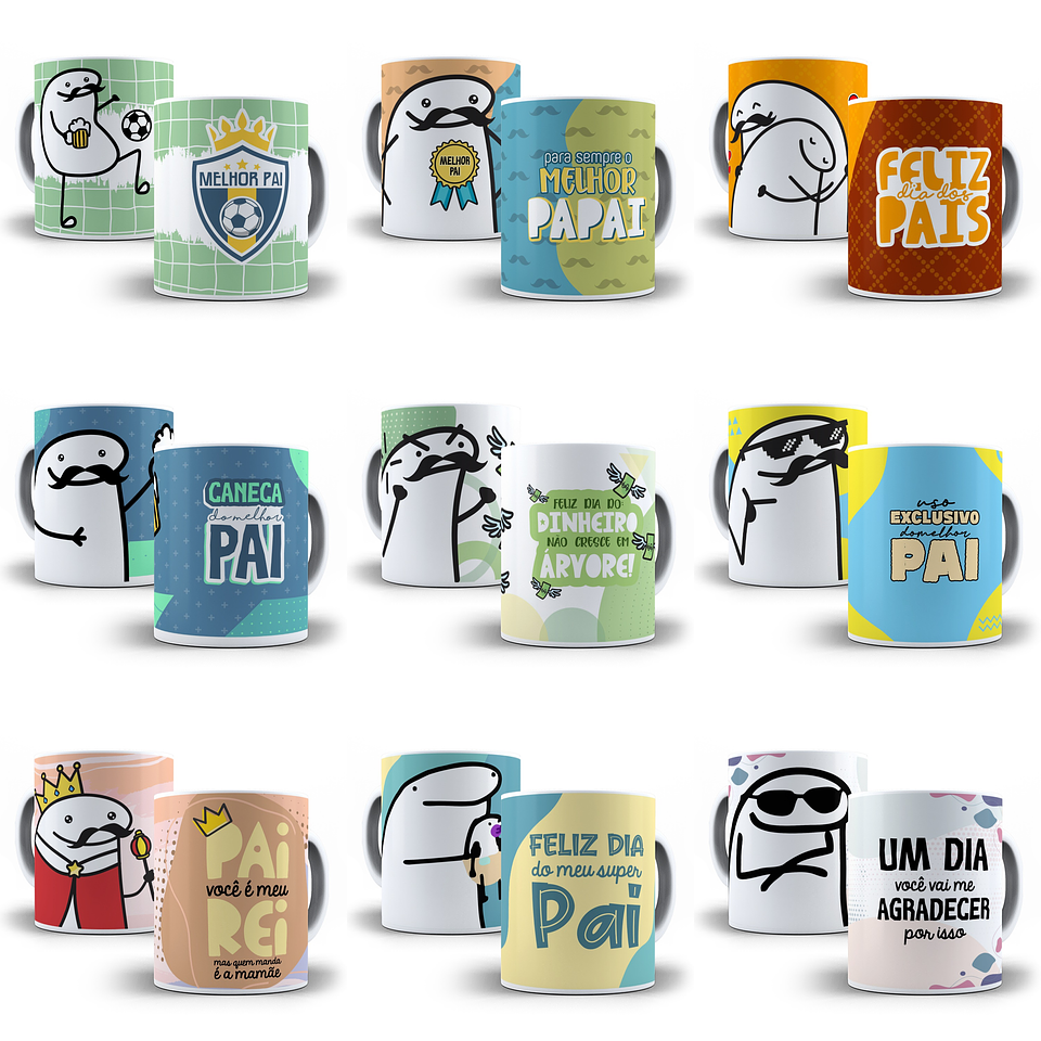 19 Artes Caneca Flork Dia dos Pais Editável Corel Draw + Png 1