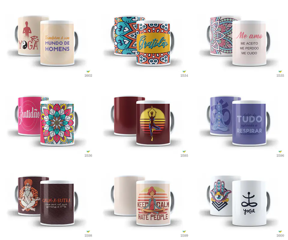 21 Artes Caneca Yoga Editável Corel Draw + Png 2