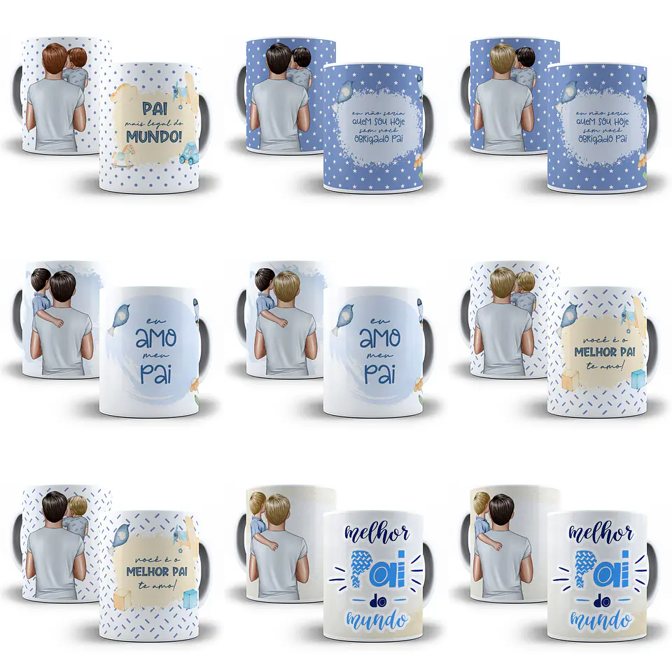 87 Artes Caneca Pai e Filho Editável Corel Draw + Png 2