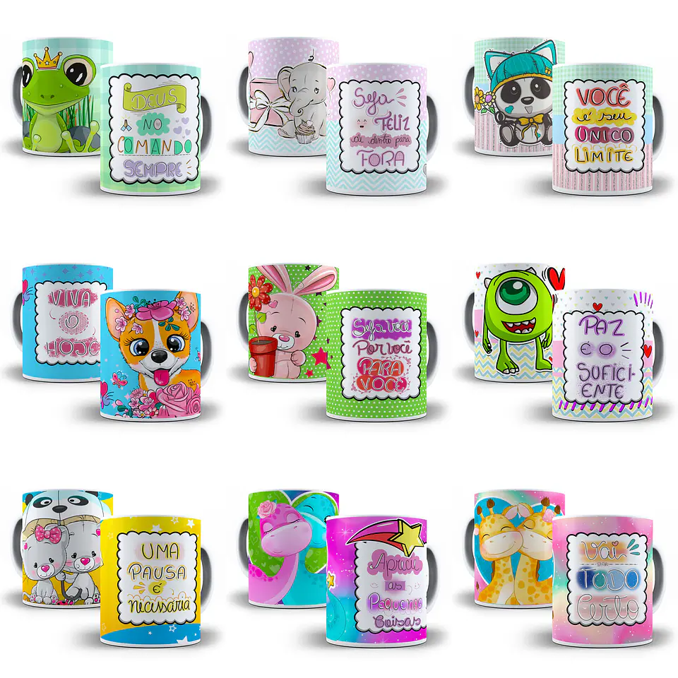 40 Artes Caneca Frases Fofas Editável Corel Draw + Png 4