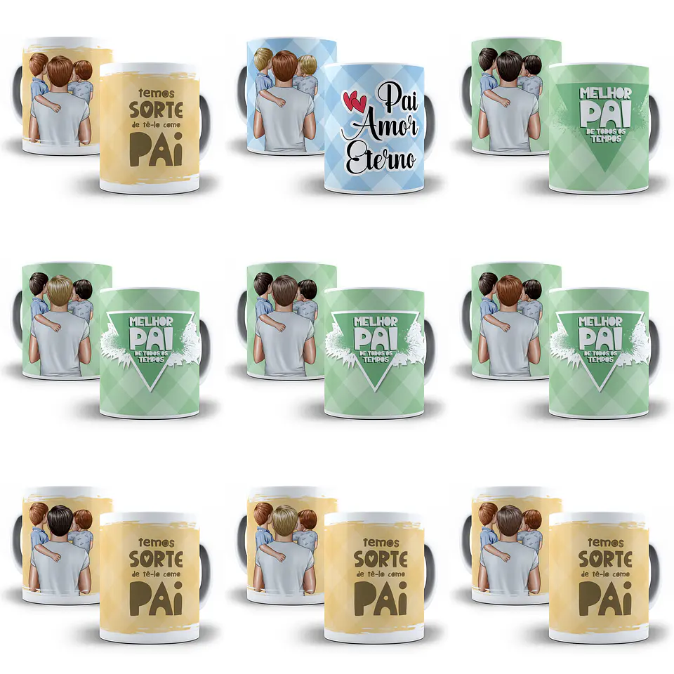 87 Artes Caneca Pai e Filho Editável Corel Draw + Png 7