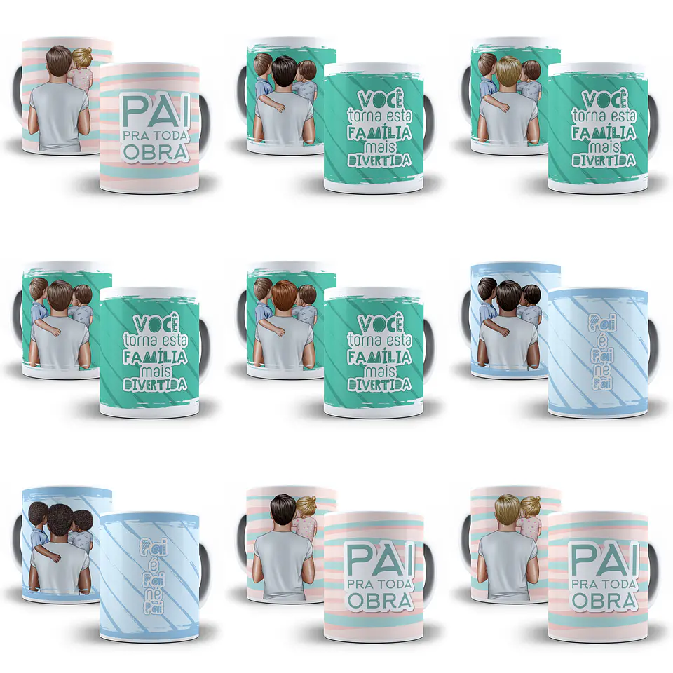 87 Artes Caneca Pai e Filho Editável Corel Draw + Png 8