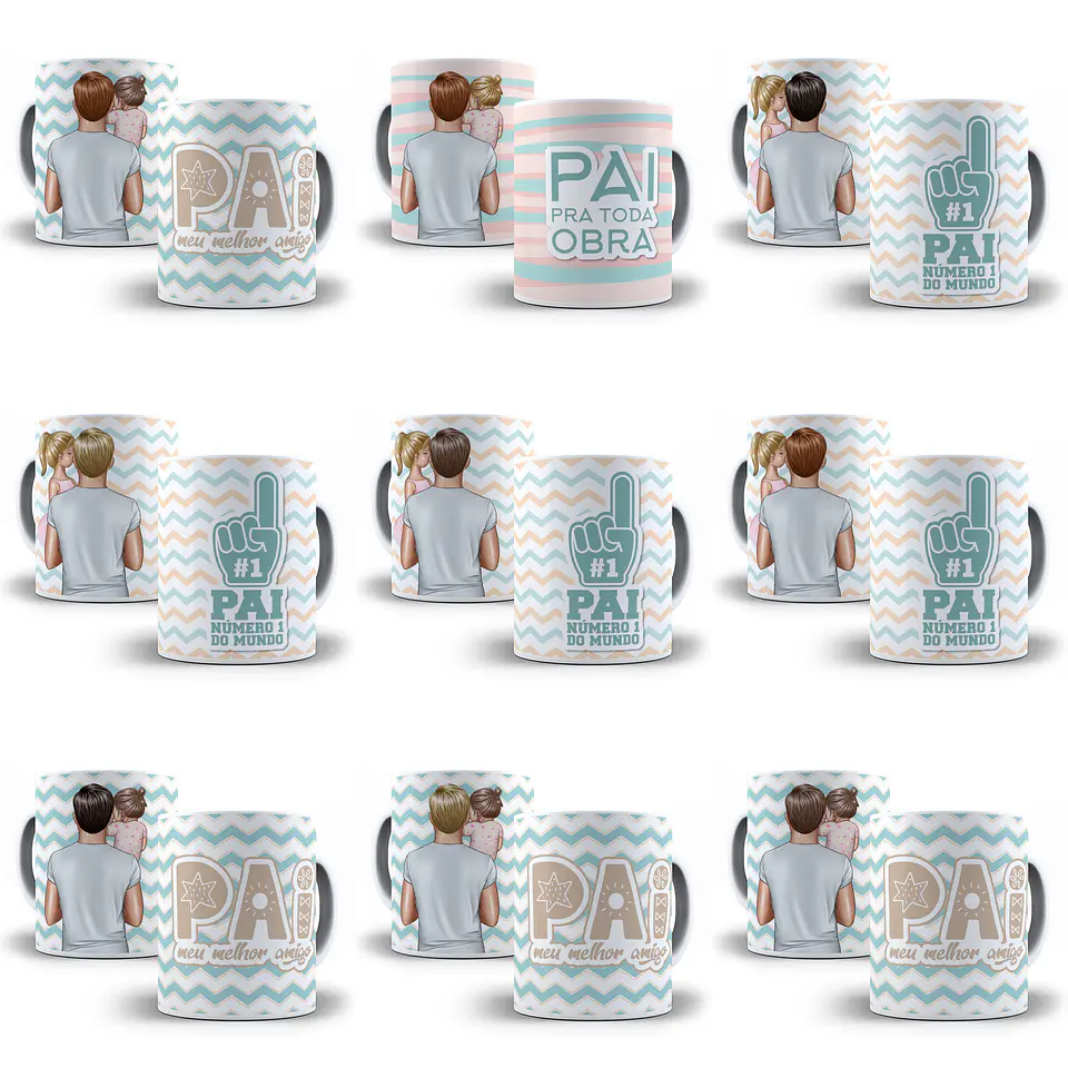 87 Artes Caneca Pai e Filho Editável Corel Draw + Png 9