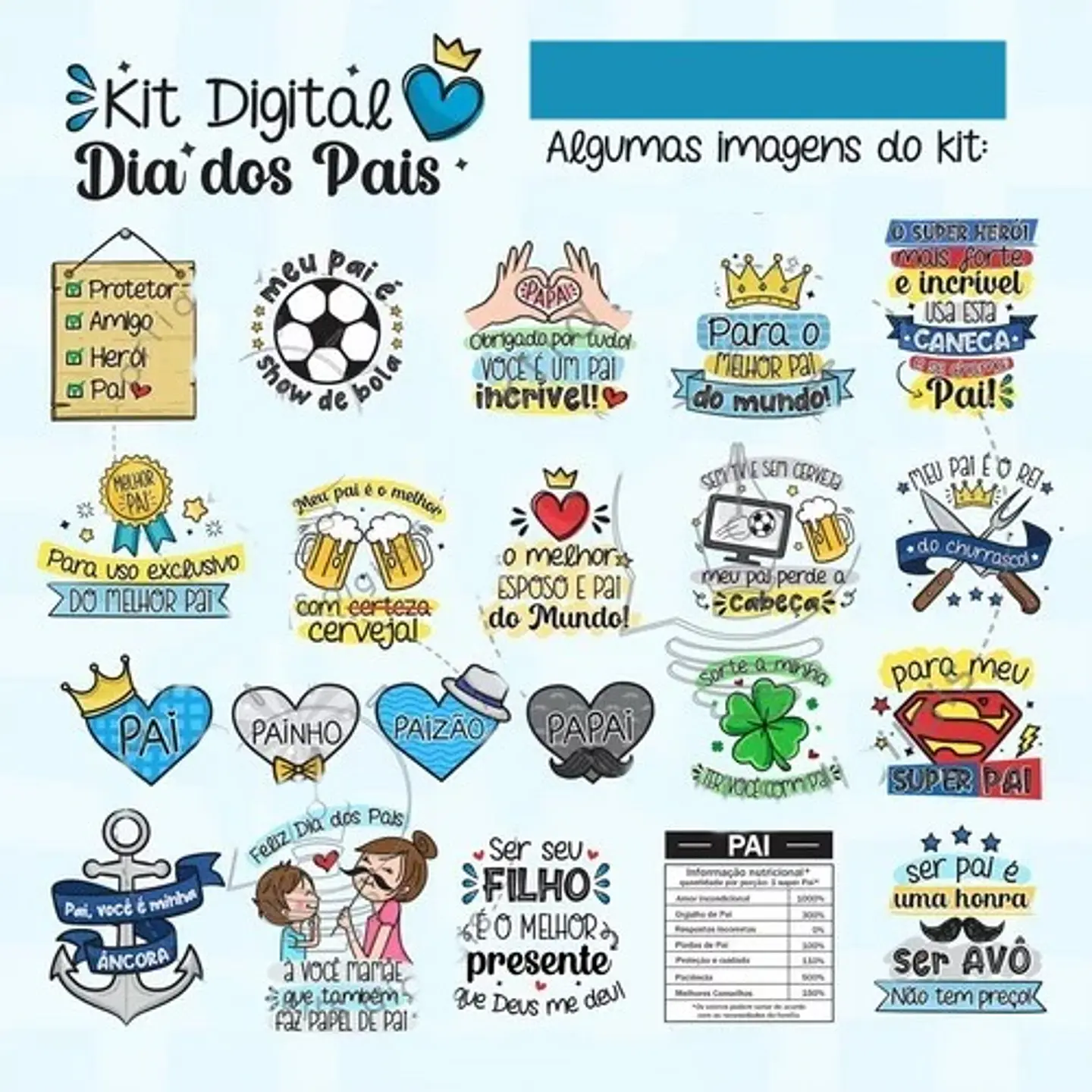 Kit Digital Dia dos Pais Lt15 Frases Artes Arquivos Png 3