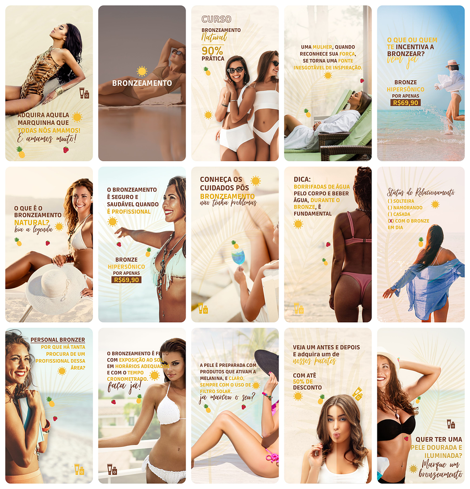 Pack Canva Bronzeamento Templates Editável 29 Artes Storie + Bônus 1