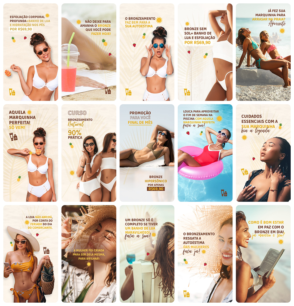 Pack Canva Bronzeamento Templates Editável 29 Artes Storie + Bônus 2