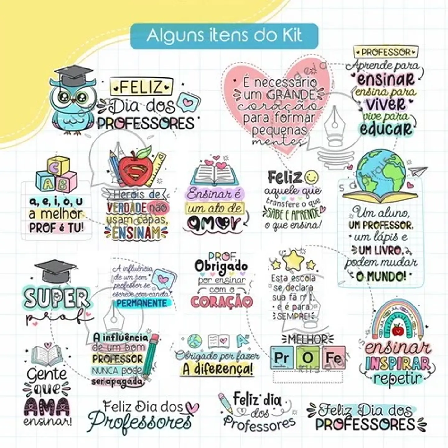 Kit Digital Dia dos Professores Lt21 Frases Artes Arquivos Png 4