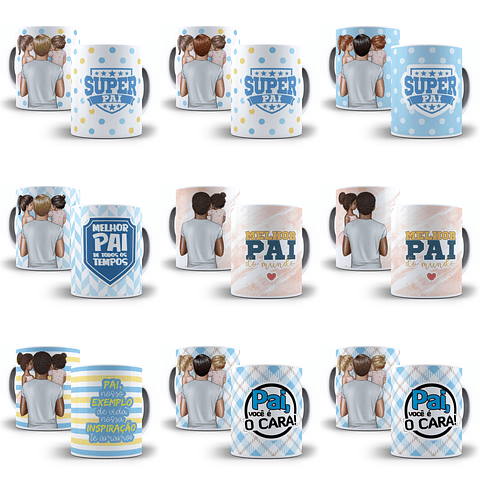 87 Artes Caneca Pai e Filho Editável Corel Draw + Png