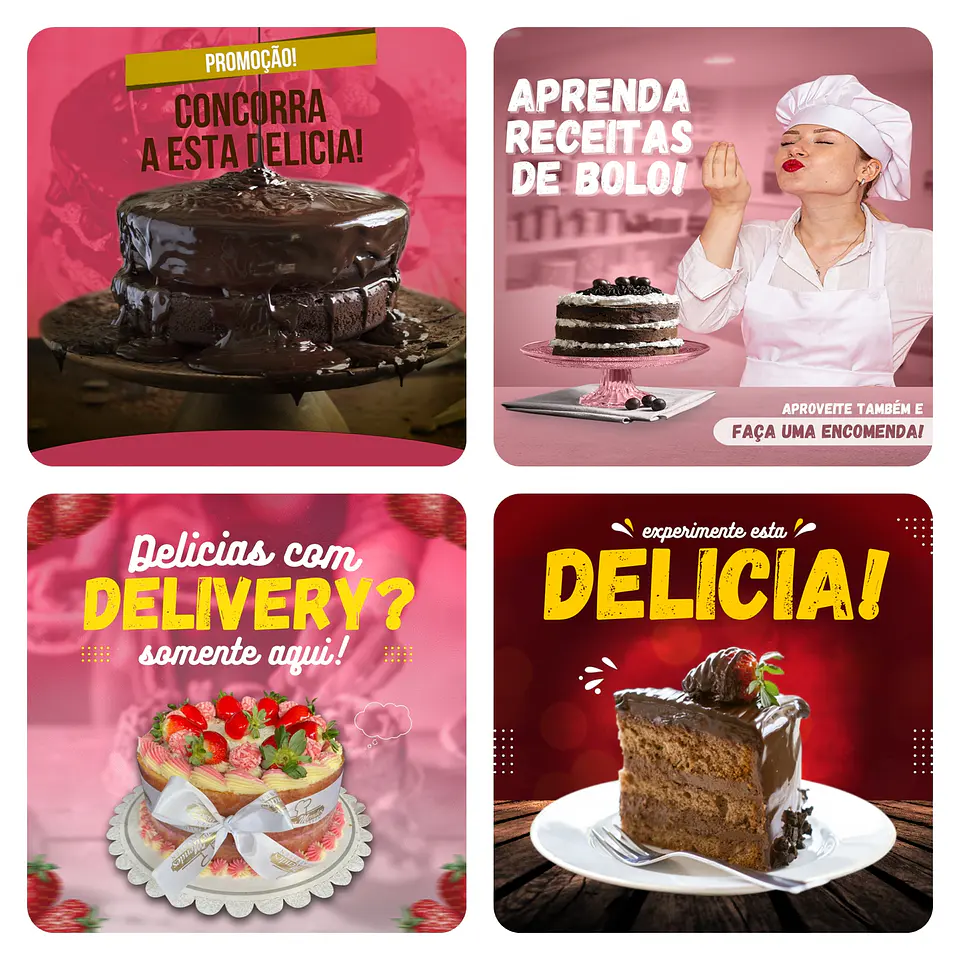 Pack Canva Confeitaria Templates Editável 40 Artes + Bônus 3
