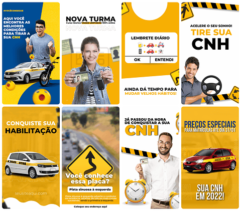 Pack Canva Auto Escola Templates Editável 27 Artes Storie + Bônus