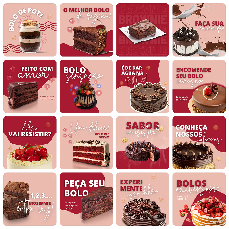 Pack Canva Confeitaria Templates Editável 40 Artes + Bônus 4