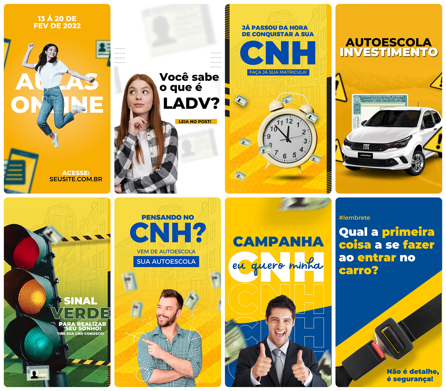 Pack Canva Auto Escola Templates Editável 27 Artes Storie + Bônus 2