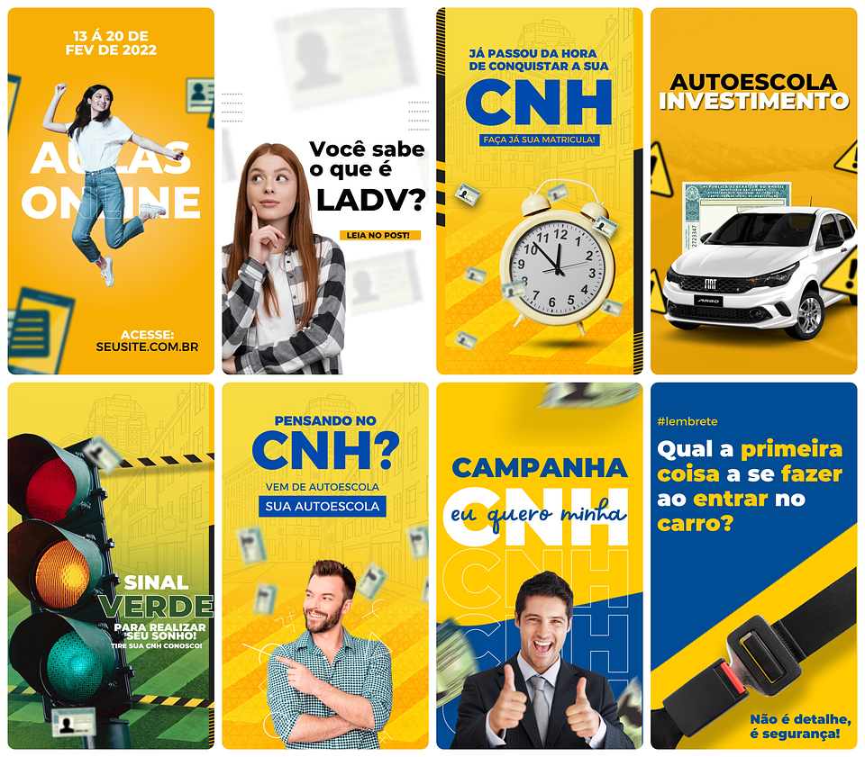 Pack Canva Auto Escola Templates Editável 27 Artes Storie + Bônus 2