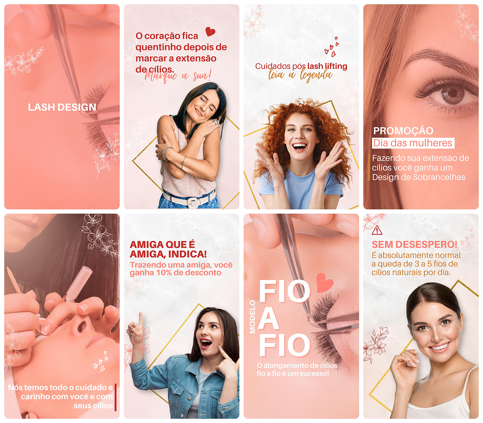 Pack Canva Lash Designer Templates Editável 28 Artes Storie + Bônus 3