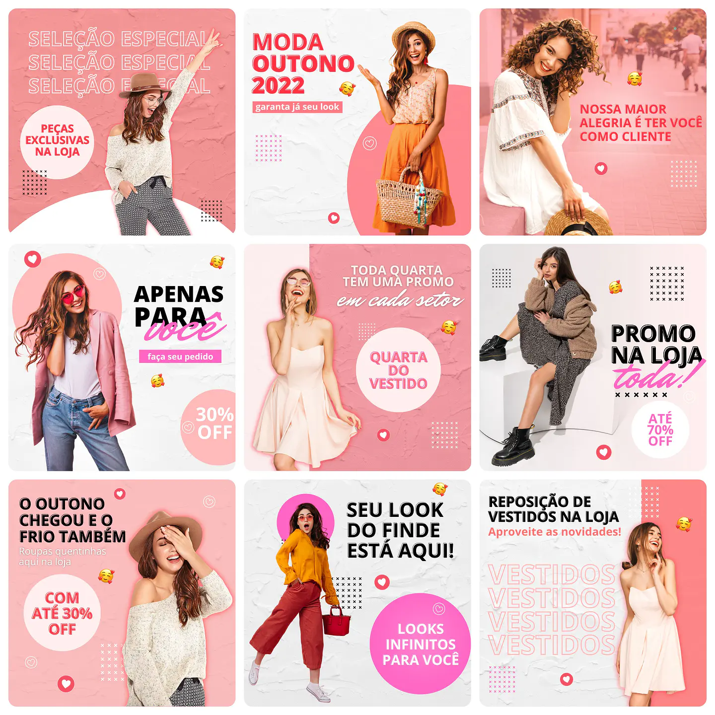 Pack Canva Loja de Roupas Templates Editável 30 Artes + Bônus 3