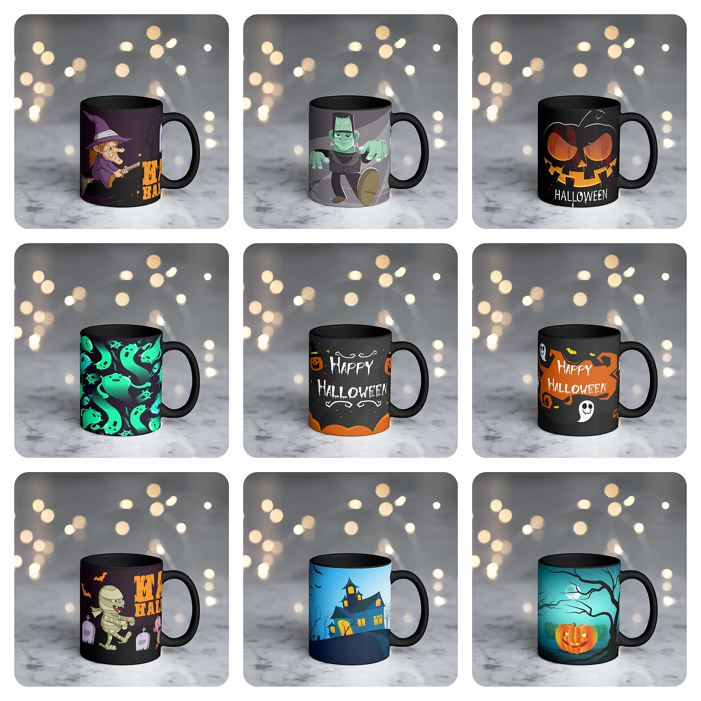 30 Artes para Caneca Halloween Editável Corel Draw + Png 2