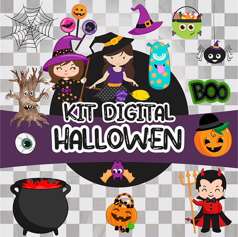 Kit Digital Halloween Dia das Bruxas Arquivos Png e Jpg