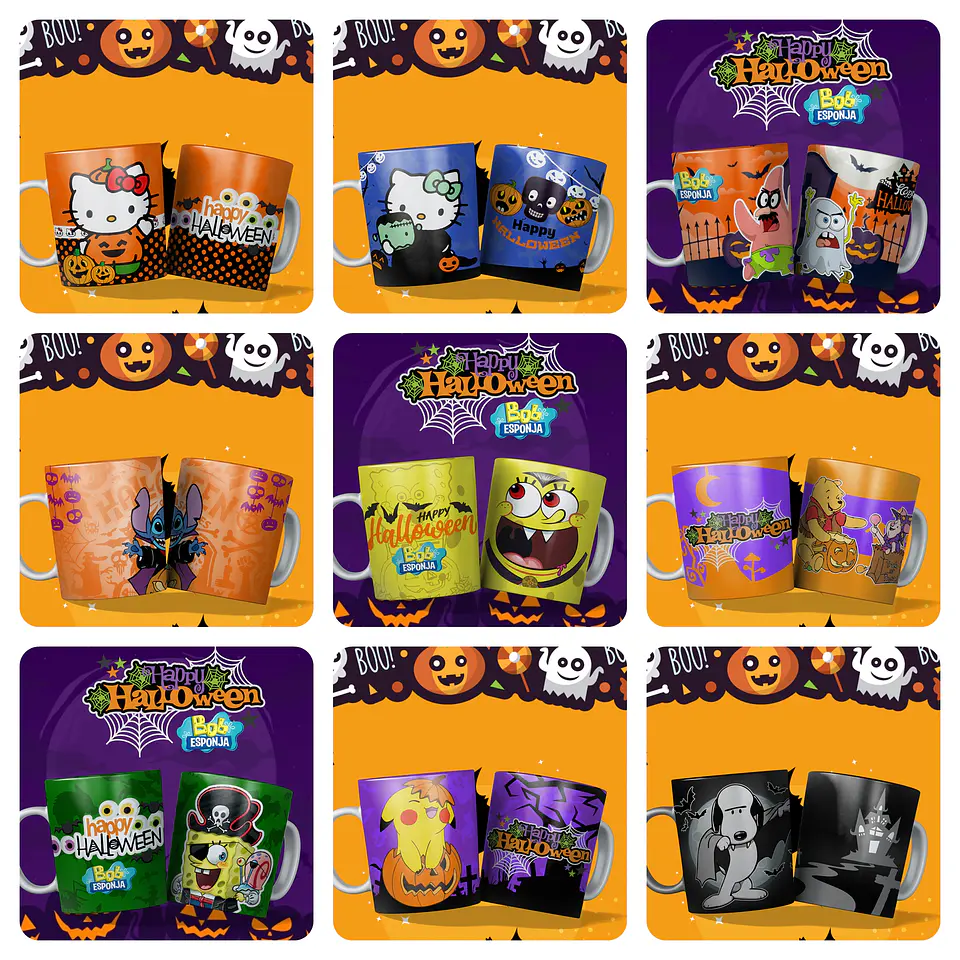 75 Artes para Caneca Halloween Arquivos Sublimação + Png 4