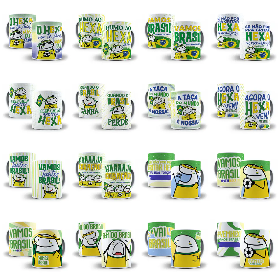 Kit Artes Canecas Flork Brasil Copa do Mundo 2022 Completo 2