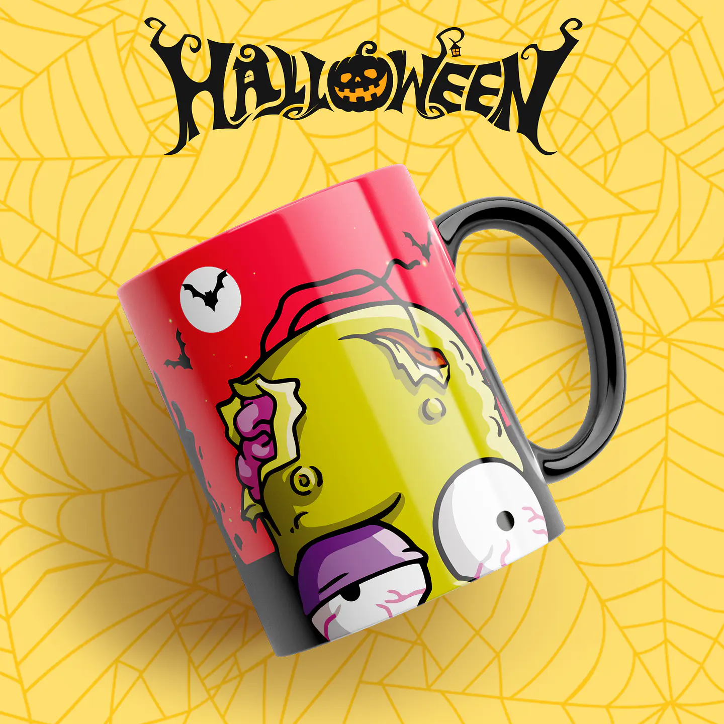 39 Artes Caneca Halloween Editável em Photoshop + Png 5