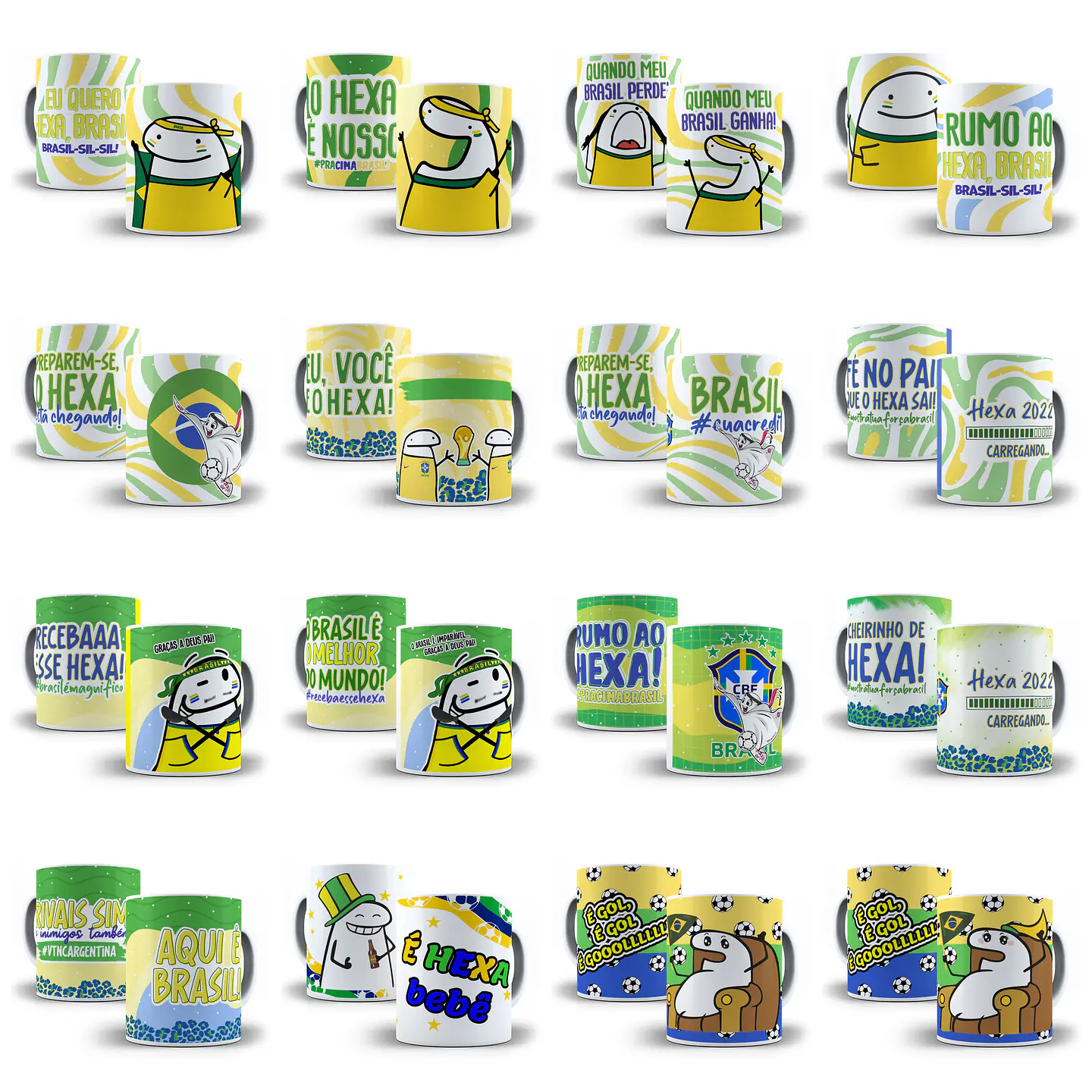 Kit Artes Canecas Flork Brasil Copa do Mundo 2022 Completo 3