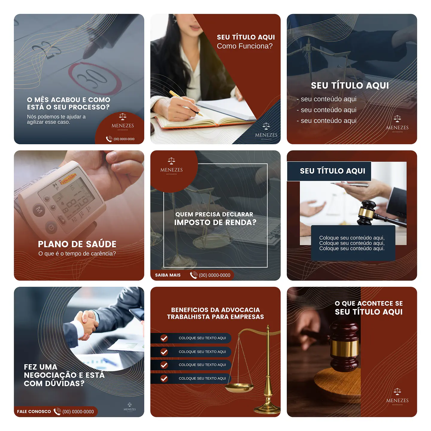 Pack Canva Advogados Template Editável 30 Artes + Bônus 1