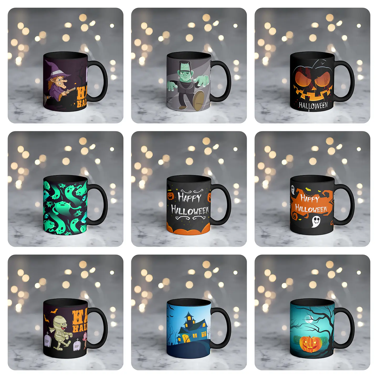 75 Artes para Caneca Halloween Arquivos Sublimação + Png 6