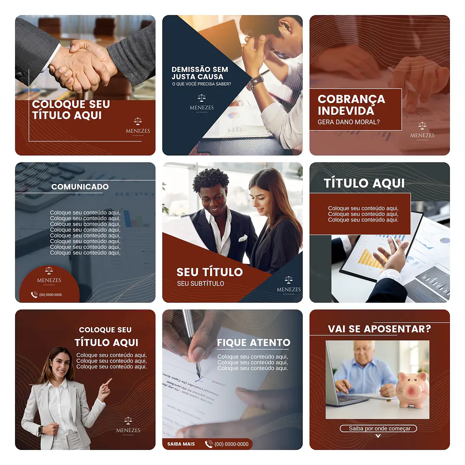 Pack Canva Advogados Template Editável 30 Artes + Bônus 2