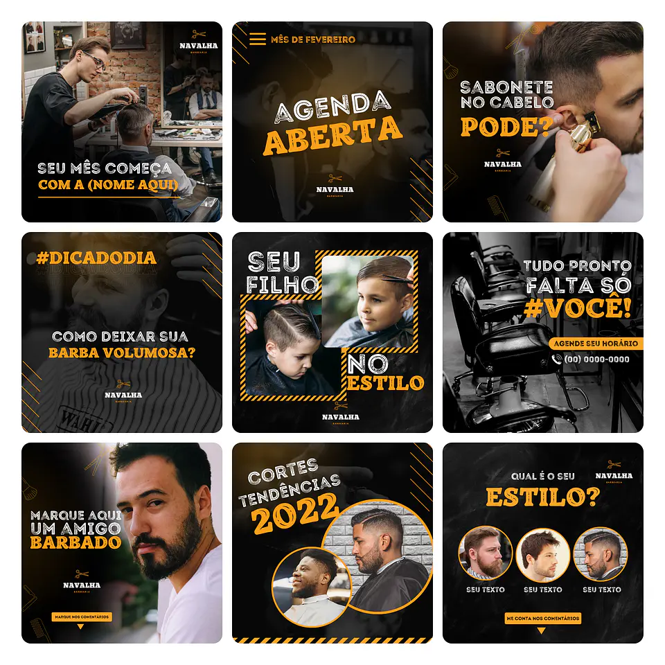 Pack Canva Barbearia Template Editável 30 Artes + Bônus 1