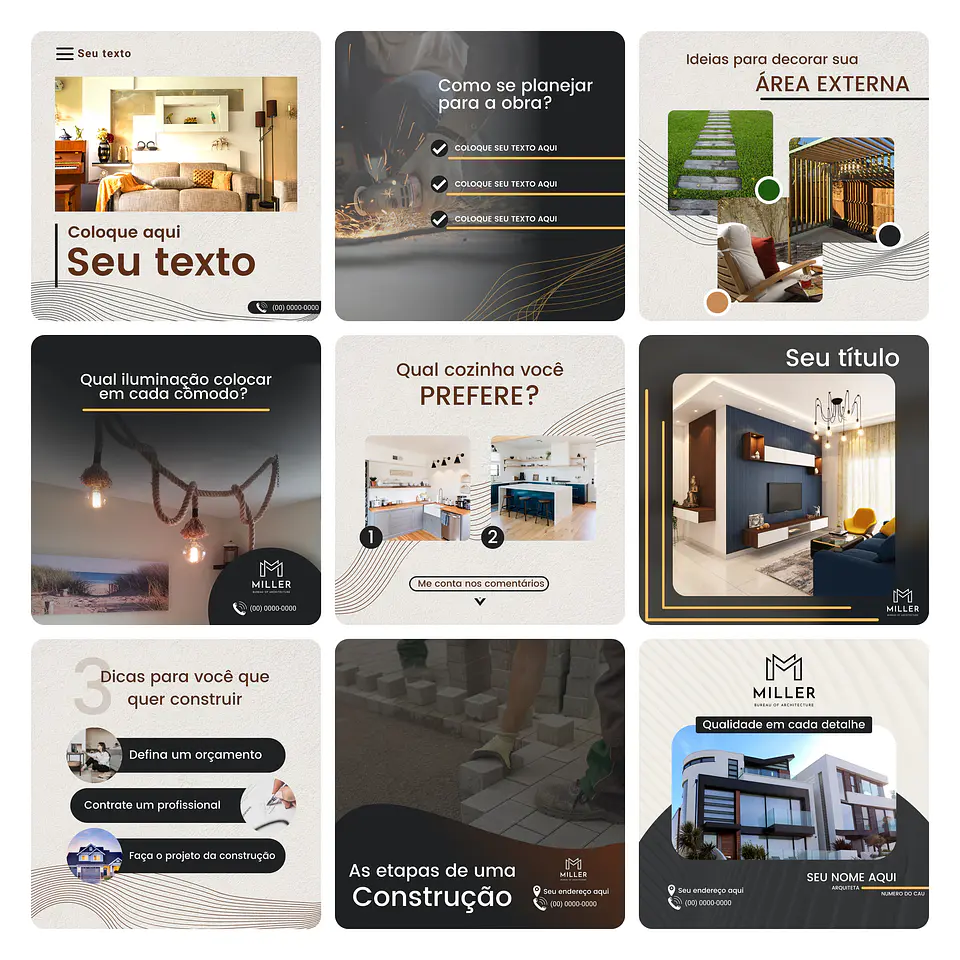 Pack Canva Arquitetos Template Editável 30 Artes + Bônus 2