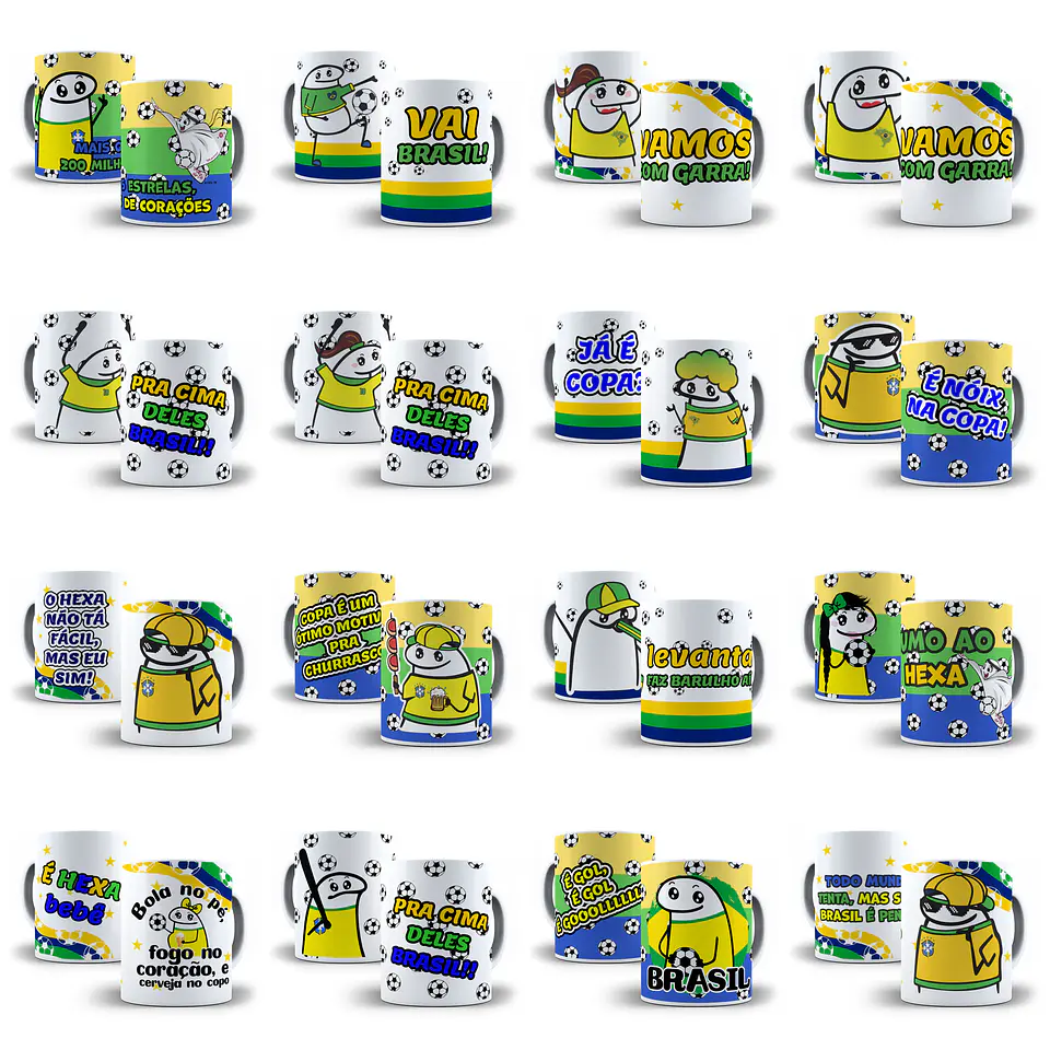 Kit Artes Canecas Flork Brasil Copa do Mundo 2022 Completo 5