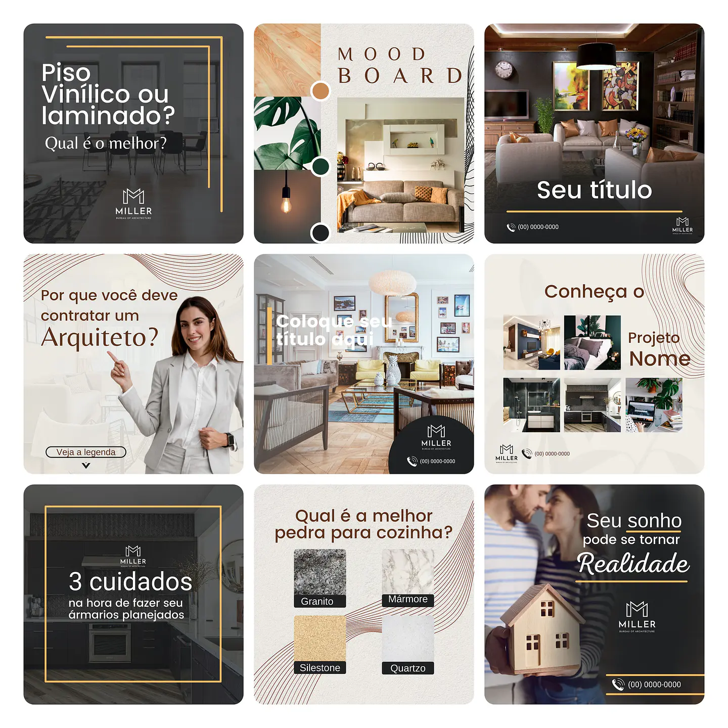 Pack Canva Arquitetos Template Editável 30 Artes + Bônus 3