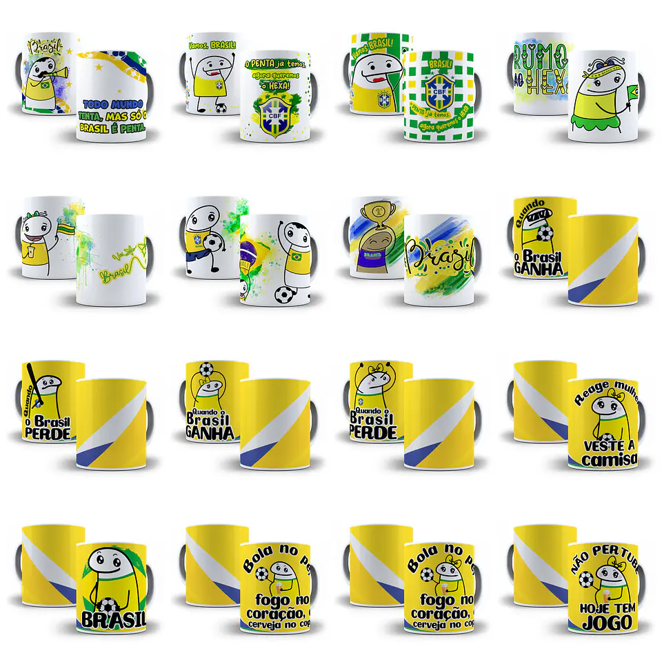 Kit Artes Canecas Flork Brasil Copa do Mundo 2022 Completo 7