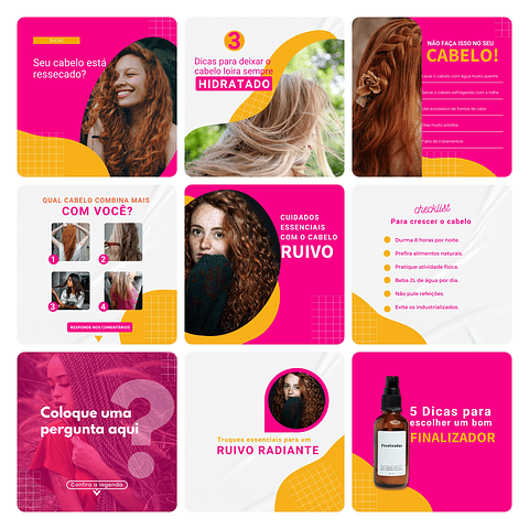Pack Canva Consultora Capilar Cabelo Template Editável 30 Artes + Bônus